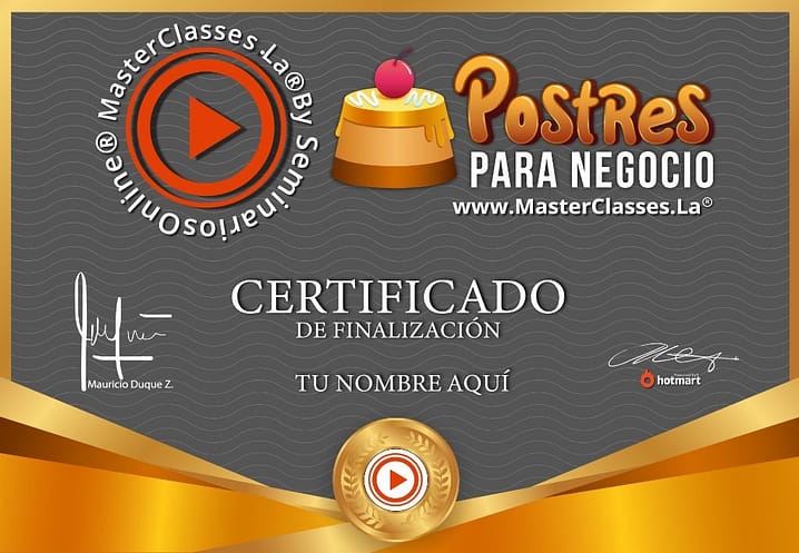 Certificado Postres para negocio